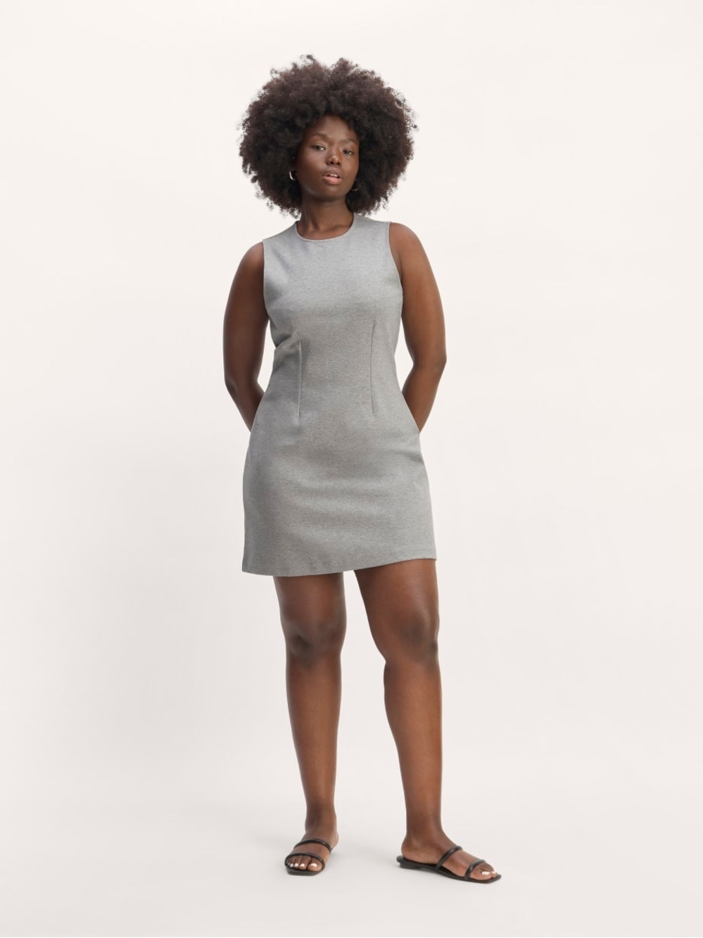 NWT Everlane The Dream '90s Shift Dress Mid Heather Grey Size L Sleeveless Mini